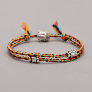 Ethnic Tibetan Buddha Head Woven Amulet Multicolor Bracelets & Bangles For Women Men Handmade Rope Buddha Charm Bracelet Gift