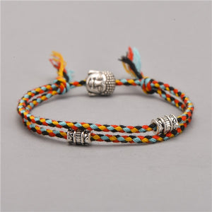 Ethnic Tibetan Buddha Head Woven Amulet Multicolor Bracelets & Bangles For Women Men Handmade Rope Buddha Charm Bracelet Gift