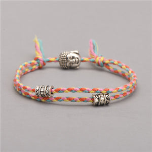 Ethnic Tibetan Buddha Head Woven Amulet Multicolor Bracelets & Bangles For Women Men Handmade Rope Buddha Charm Bracelet Gift