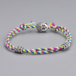 Ethnic Tibetan Buddha Head Woven Amulet Multicolor Bracelets & Bangles For Women Men Handmade Rope Buddha Charm Bracelet Gift