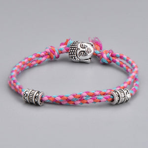 Ethnic Tibetan Buddha Head Woven Amulet Multicolor Bracelets & Bangles For Women Men Handmade Rope Buddha Charm Bracelet Gift