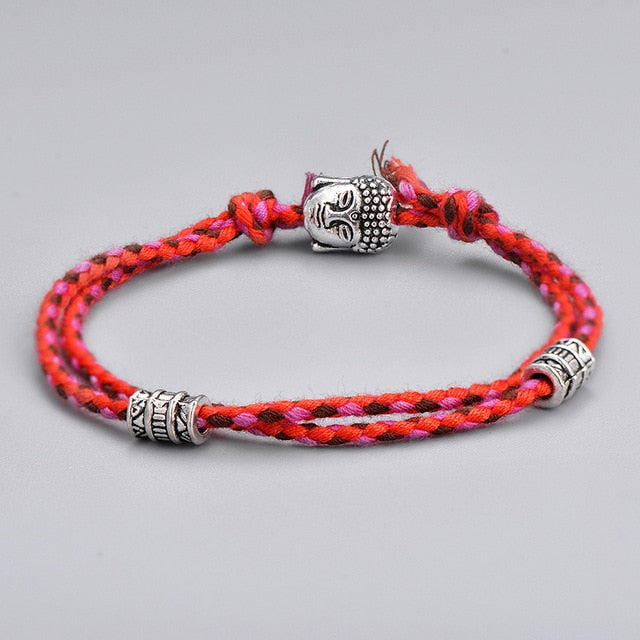 Ethnic Tibetan Buddha Head Woven Amulet Multicolor Bracelets & Bangles For Women Men Handmade Rope Buddha Charm Bracelet Gift