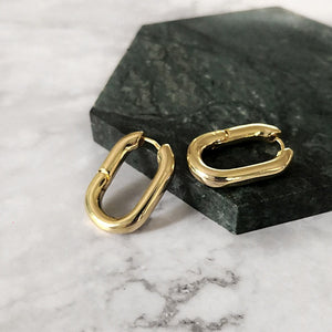 Peri'sBox Best Selling French Gold Chic O Shaped Hoop Earrings Women's Chunky Hoops Geometrical Brass Earrings Minimalist