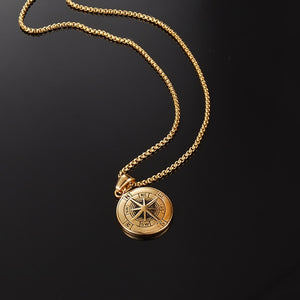 Stainless Steel Classic Antique Compass Gold Necklace Men Star/Letter Necklace Silver Color Round Jewelry fashion necklaces 2019