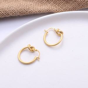 Korean Metal Gold Color Stud Earring Simple Geometric Camber Circle,Knot Face Matte,Irregular Ellipse